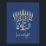 Hanukkah Liebe & Light Floral Menorah Zeichen Poster<br><div class="desc">Hanukkah Liebe & Light Floral Menorah Poster. Personalisieren Sie den benutzerdefinierten Text oben. Weitere Koordinationsgegenstände finden Sie in unserer Kollektion "Floral Hanukkah Menorah und Dreidel".</div>