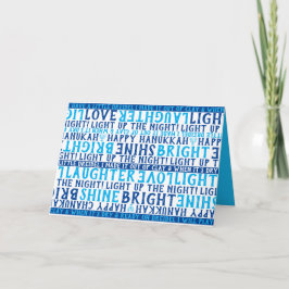 HANUKKAH Liebe Light Laughter Typografie Blau Feiertagskarte