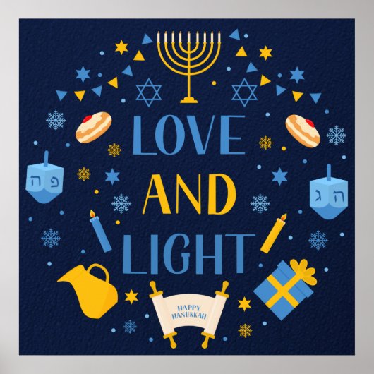 Hanukkah Liebe und Lichtplakat Poster (Vorne)