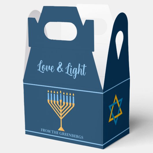 Hanukkah Liebe und Light Menorah Custom Blue Party Geschenkschachtel (Geöffnet)