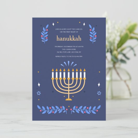 Hanukkah Light Einladung (Stehend Vorderseite)
