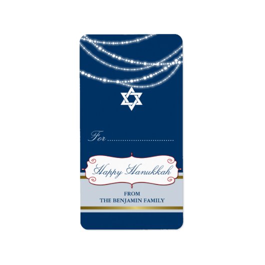 Hanukkah Light Glitzern Strands Holiday Gift Tag Adressaufkleber (Vorne)