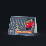 Hanukkah Lights Grußkarte mit Foto Feiertagskarte<br><div class="desc">Teilen Sie ein Foto Ihrer Familie in diesem schönen Design für Hanukkah!</div>