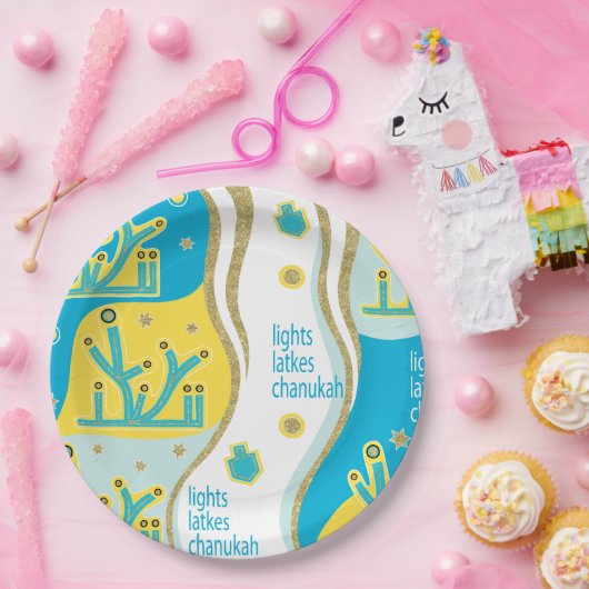 Hanukkah Lights Latkes Pappteller (Party)