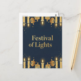 Hanukkah Lights Postcard Postkarte
