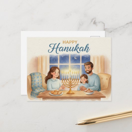 Hanukkah Lights Postcard Postkarte (Vorderseite/Rückseite Beispiel)