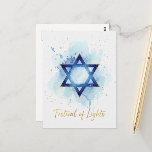 Hanukkah Lights Postcard Postkarte (Vorderseite/Rückseite Beispiel)