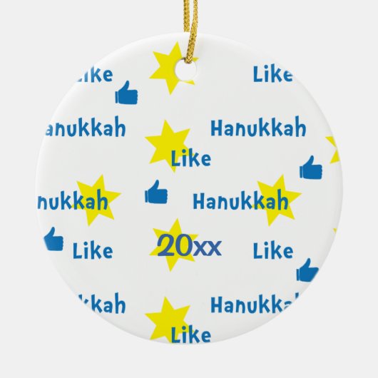 Hanukkah "Like"l/Blue/Gelb Circle Ornament (Vorne)