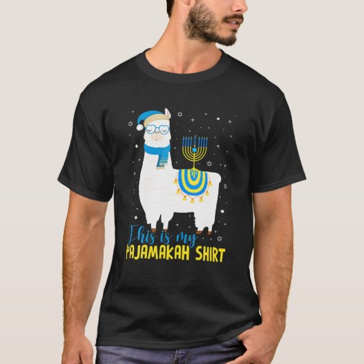 Hanukkah Llama Christmas Happy Llamakah Pajamas Fu T-Shirt (Vorderseite)
