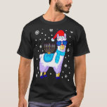 Hanukkah Llama Menorah Alpaca Weihnachtsmannmütze  T-Shirt<br><div class="desc">Hanukkah Llama Menorah Alpaca Weihnachtsmannmütze Weihnachten Chanukah 3</div>