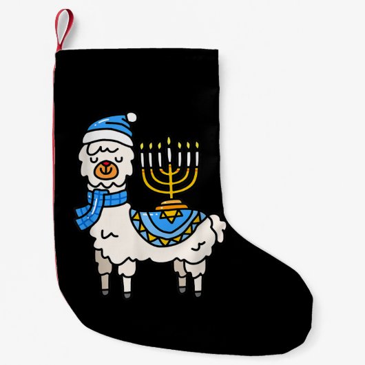 Hanukkah Llama Menorah Chanukah Alpaca Niedliches  Kleiner Weihnachtsstrumpf (Vorderseite)