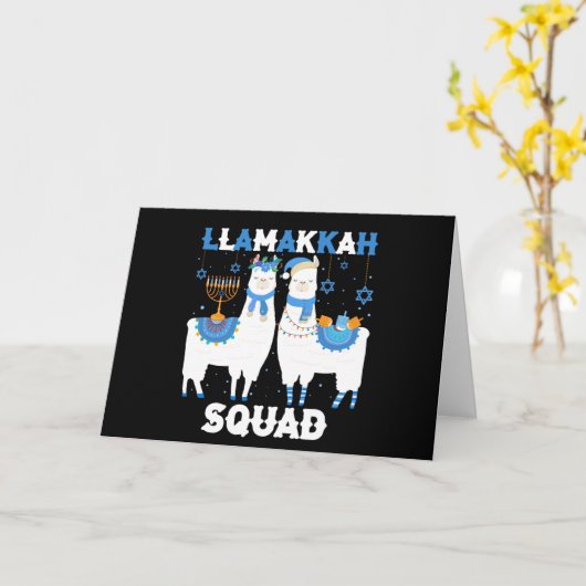 Hanukkah Llama Weihnachtsglücklich Llamakah Squad  Karte (Gelbe Blume)