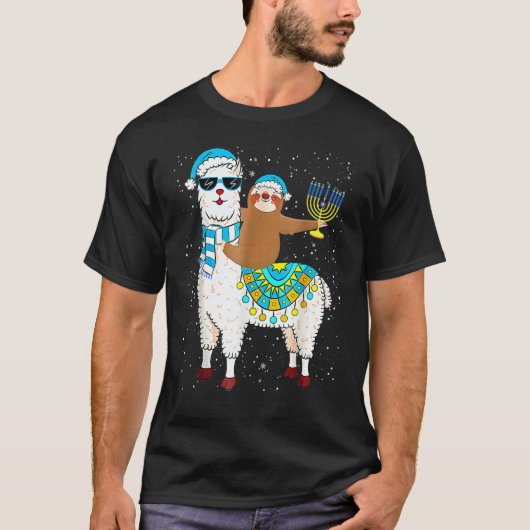 Hanukkah Llamakah Llama Sloth Happy Hanukkah Chanu T-Shirt (Vorderseite)