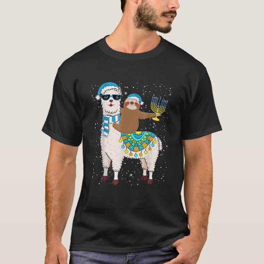 Hanukkah Llamakah Llama Sloth Happy Hanukkah T-Shirt (Vorderseite)