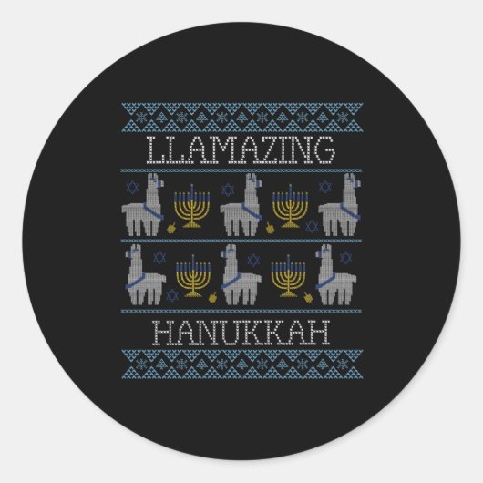 Hanukkah - Llamazing Hanukkah Runder Aufkleber (Vorderseite)