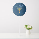 Hanukkah Love & Light Custom Menorah Blue Party Ballon<br><div class="desc">Cute custom Love and Light Hanukkah party balloon for a Jewish family Chanukah dinner celebration with a synagogue. Personalize this pretty decor with your own last name or group information in blue under the pretty gold menorah.</div>
