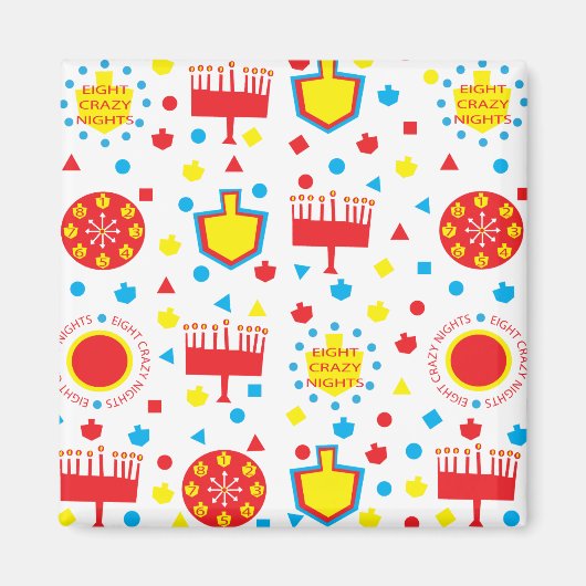 Hanukkah Magnet Square COLORFUL CRAZY 8 (Vorne)