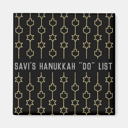 Hanukkah Magnet Square DREIDELS N STARS (Vorne)