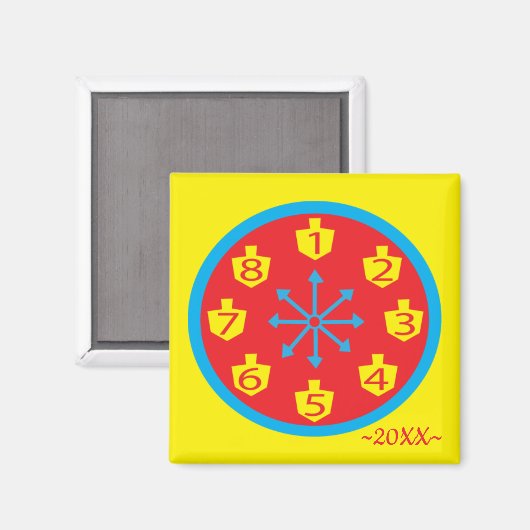 Hanukkah Magnet Square FARBIG CRAZY 8 Uhr (Vorderseite/Rückseite)
