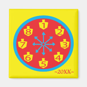Hanukkah Magnet Square FARBIG CRAZY 8 Uhr