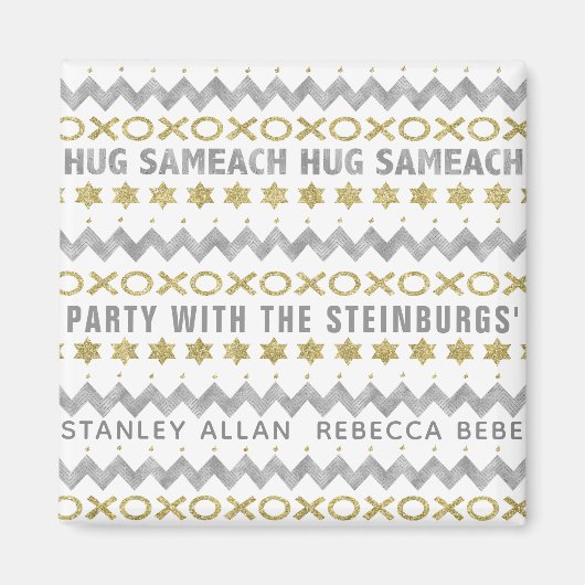 Hanukkah Magnet Square HUG SAMEACH (Vorne)