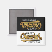 Hanukkah Magnet Square Party Time (Vorderseite/Rückseite)