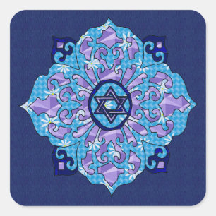 Hanukkah Mandela Quadratischer Aufkleber