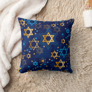 Hanukkah-Menora Blaue Davidstern-Wurfkissen Kissen