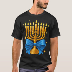 Hanukkah-Menora Frohes Hanukkah Coquette-Schleife T-Shirt