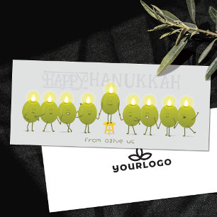 Hanukkah-Menora Oliven Graues Firmenlogo-Karte