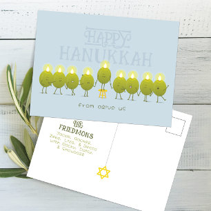 Hanukkah-Menora Oliven, Hellblaue Gruppe Postkarte