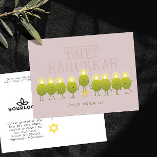Hanukkah-Menora Oliven   Mauve Firmenlogo Postkarte