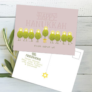 Hanukkah-Menora Oliven, Mauve-Gruppe Postkarte