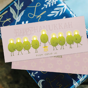 Hanukkah-Menora Oliven   Mauve-Gruppenkarte