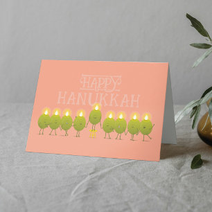 Hanukkah-Menora Oliven, Pfirsich gefaltete Gruppe Karte