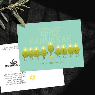 Hanukkah-Menora Oliven Teal Green Firmenlogo Postkarte