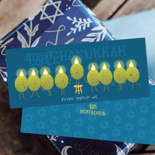 Hanukkah-Menora Oliven   Türkisblaue Gruppenkarte