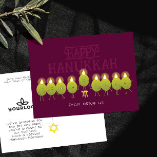 Hanukkah-Menora Oliven Wein Firmenlogo Postkarte