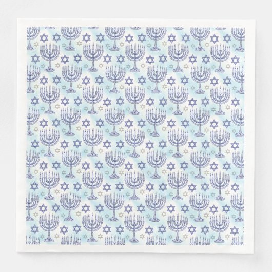 Hanukkah-Menora Stern Davids Doodle-Kunststil Serviette (Vorderseite)