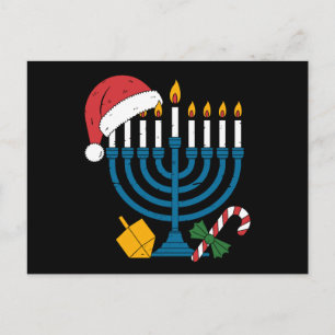 Hanukkah-Menora Weihnachten Santa Hut Dreidel Xmas