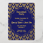 Hanukkah menorah Abendessen Party Folieneinladung (Vorderseite)