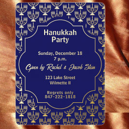 Hanukkah menorah Abendessen Party Folieneinladung