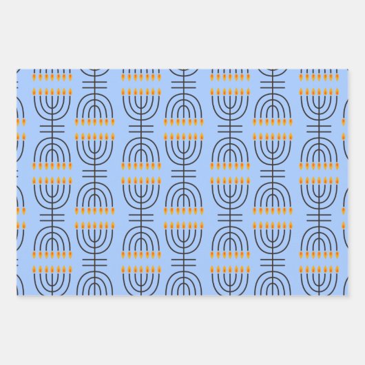 Hanukkah Menorah Abstract Design Wrapping Paper S Geschenkpapier Set (Vorderseite 3)