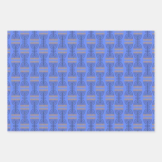 Hanukkah Menorah Abstract Design Wrapping Paper S Geschenkpapier Set (Vorderseite)