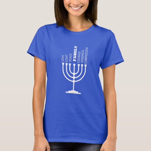 HANUKKAH MENORAH AFFIRMATION WORDS SHIRT (Vorderseite)