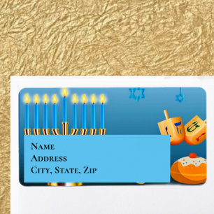 Hanukkah Menorah and Dreidels Adressaufkleber