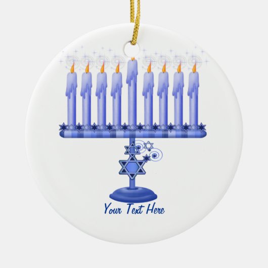 Hanukkah Menorah (anpassbar) Keramik Ornament (Vorne)