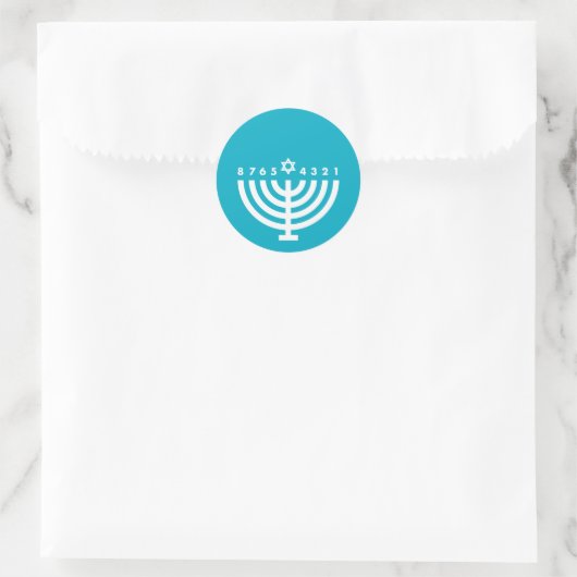 Hanukkah Menorah Aquamarin-Weiß-Umschlag Aufkleber (Tasche)