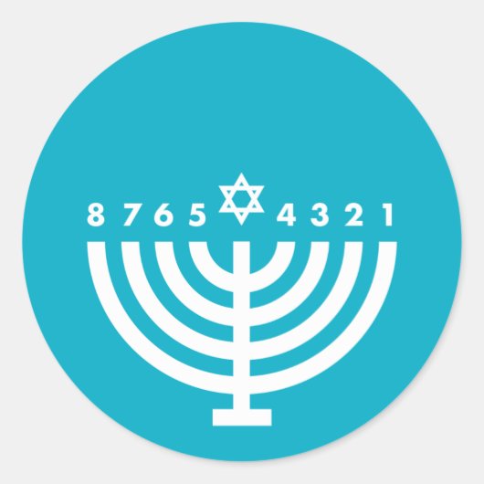 Hanukkah Menorah Aquamarin-Weiß-Umschlag Aufkleber (Vorderseite)