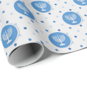 Hanukkah Menorah auf Polka Dots Geschenkpapier (Rolleneckpunkt)